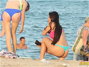 hidden cam Beach super-hot Blue bikini g-string amateur teenager movie