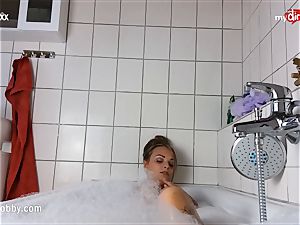 My sloppy pastime - inked babe wanks in bathtub