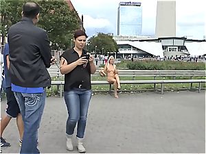 blonde Czech teenage flashing her sizzling body bare in public